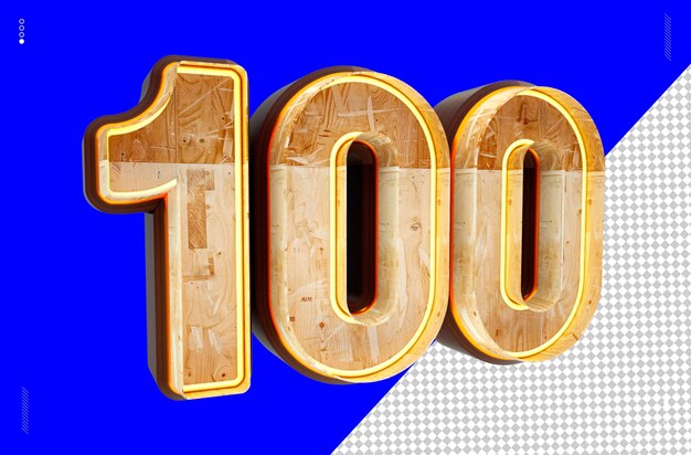 Número de renderizado 3D fuente luz de madera 100