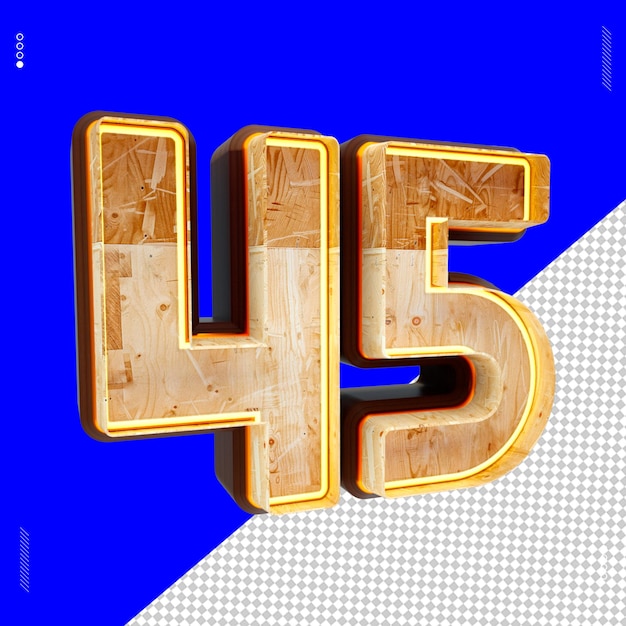 Número de renderizado 3d fuente luz de madera 45