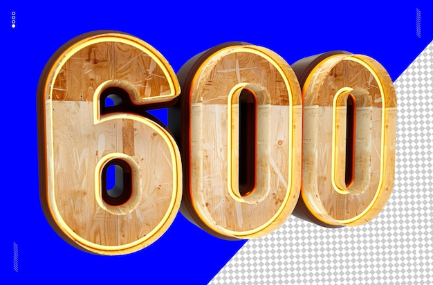 Número de renderizado 3D fuente luz de madera 600