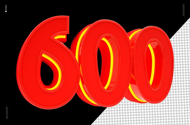 Número de renderizado 3D fuente de neón rojo