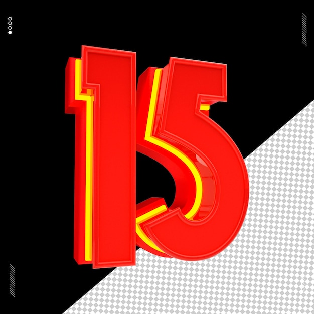Número de renderizado 3D fuente de neón rojo