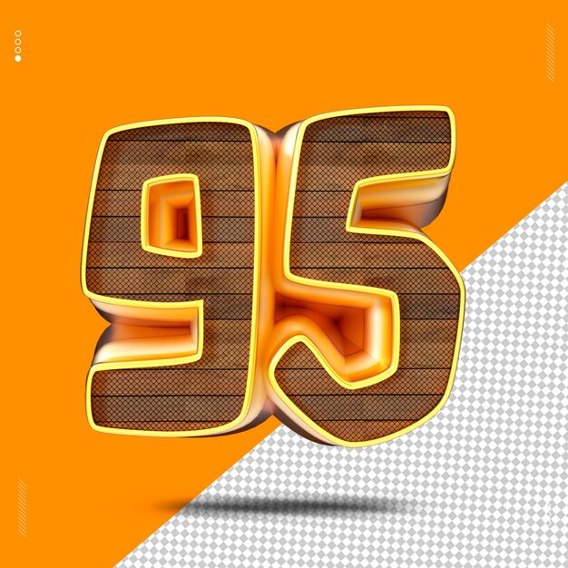 Número de renderizado 3D de madera amarillo dorado claro