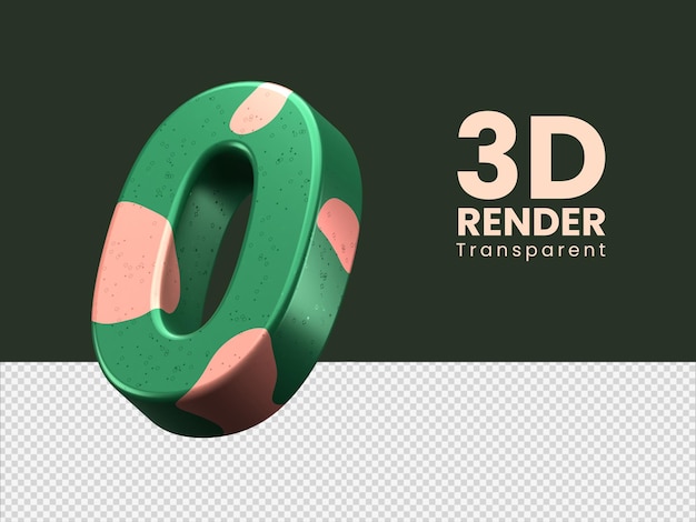 PSD numéro de rendu 3d 0 isolé