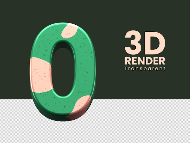 PSD numéro de rendu 3d 0 isolé