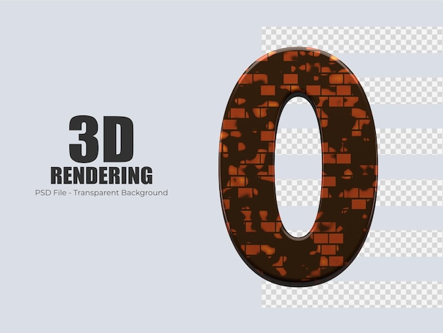 PSD numéro de rendu 3d 0 isolé