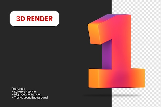 Numéro De Rendu 3d 1 Avec Texture Abstraite Isolée