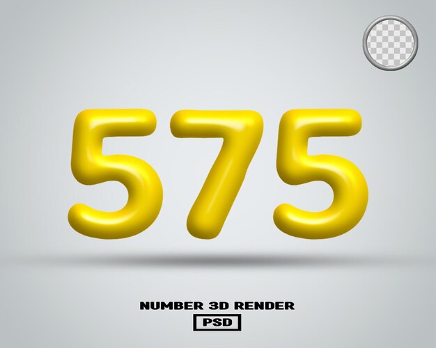 Numéro de rendu 3D 575 couleur jaune brillant