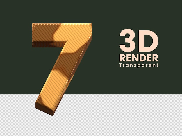 PSD numéro de rendu 3d 7 isolé