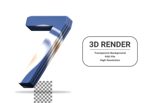 Numéro De Rendu 3d 7 Isolé