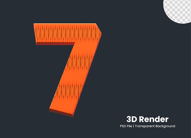 PSD numéro de rendu 3d 7 isolé