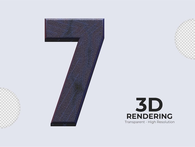 PSD numéro de rendu 3d 7 isolé