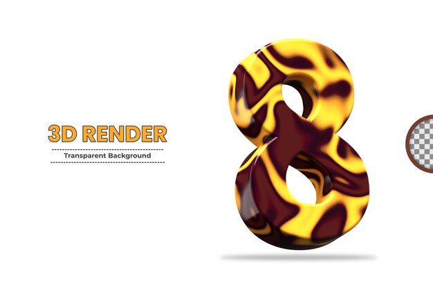 PSD numéro de rendu 3d 8 isolé