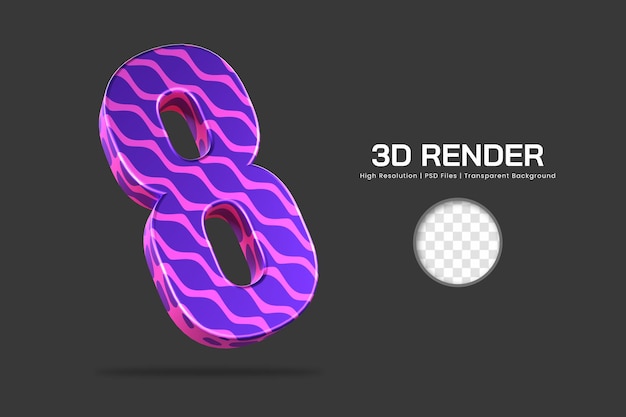 Numéro de rendu 3D 8 isolé
