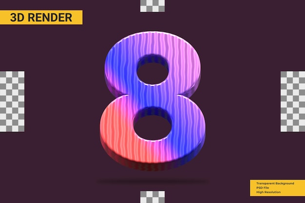 Numéro de rendu 3D 8 isolé
