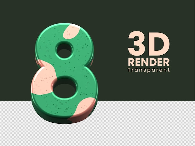 PSD numéro de rendu 3d 8 isolé