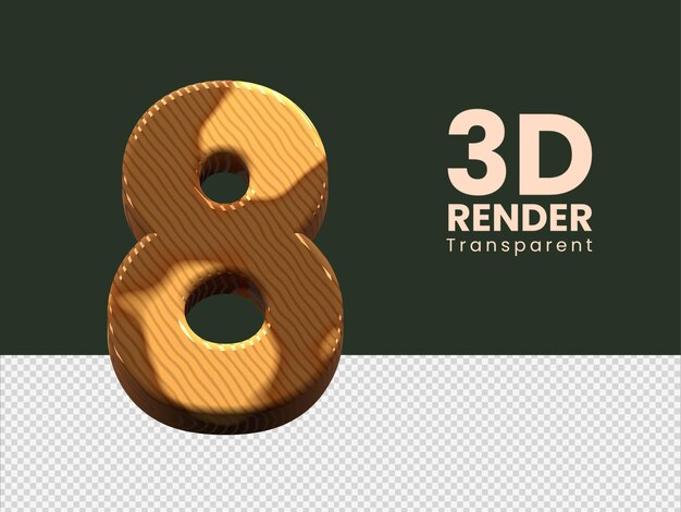 PSD numéro de rendu 3d 8 isolé