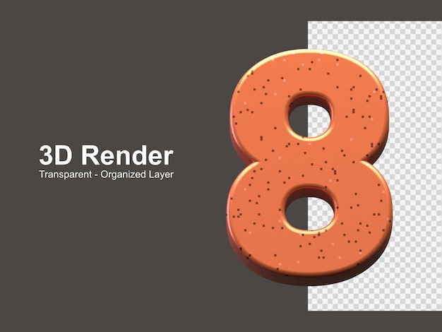 Numéro De Rendu 3d 8 Isolé