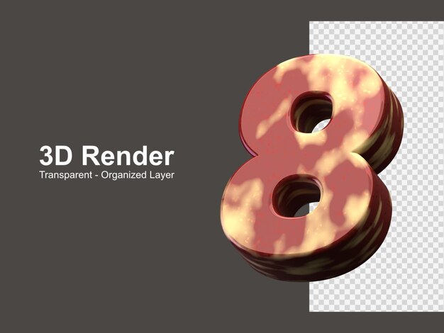 Numéro de rendu 3D 8 isolé