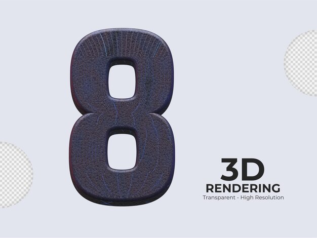 PSD numéro de rendu 3d 8 isolé