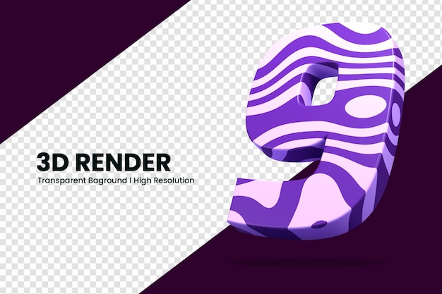 Numéro de rendu 3D 9 isolé