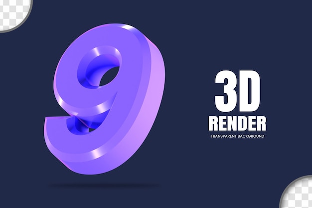 Numéro De Rendu 3d 9 Isolé