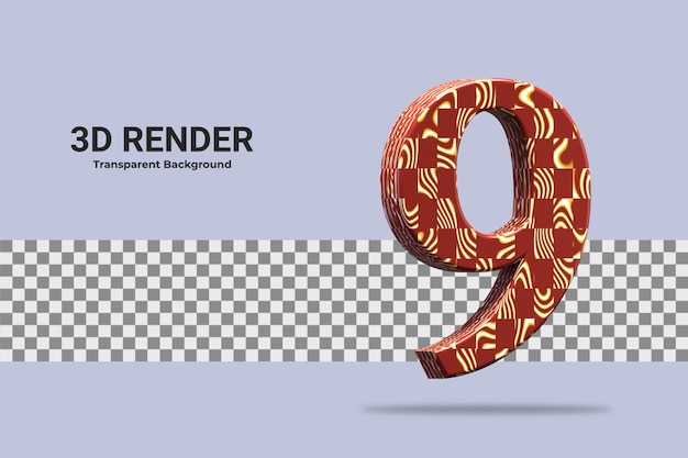 Numéro De Rendu 3d 9 Isolé