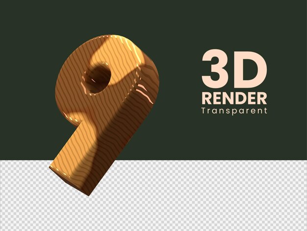 PSD numéro de rendu 3d 9 isolé