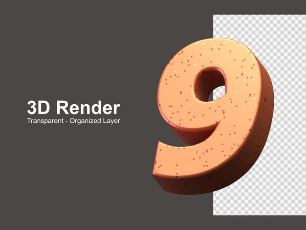 Numéro De Rendu 3d 9 Isolé