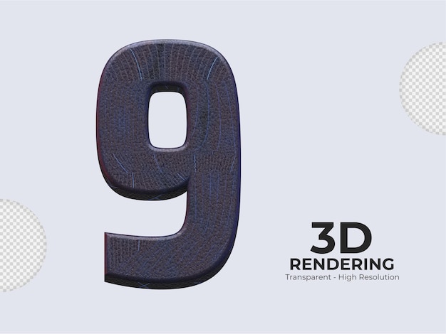 PSD numéro de rendu 3d 9 isolé