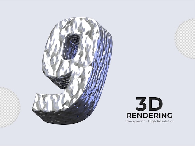 Numéro de rendu 3D 9 isolé