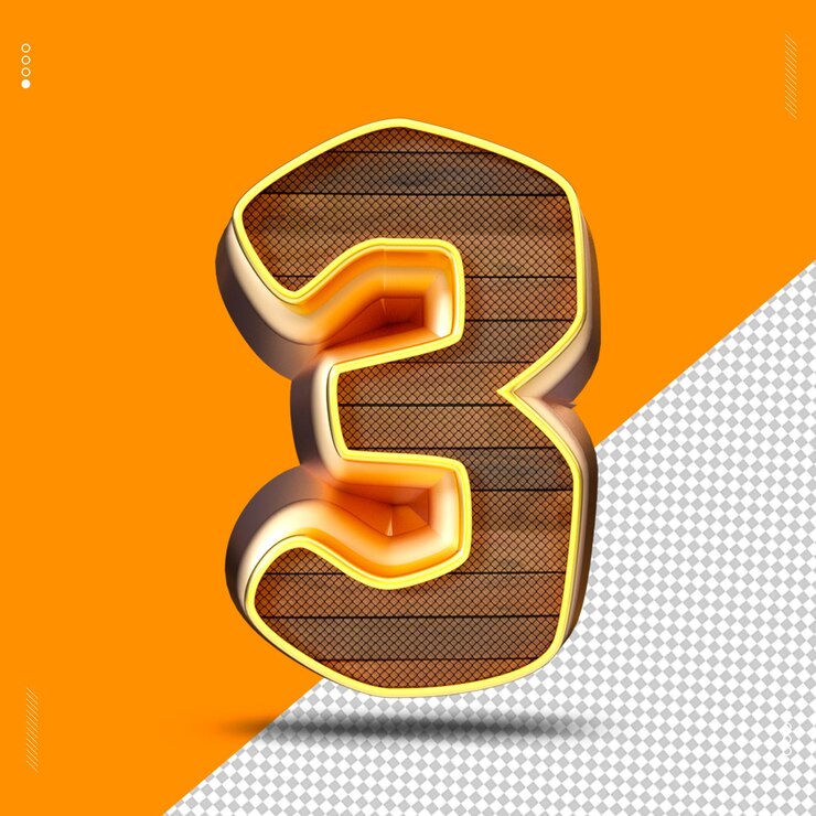 PSD numéro de rendu 3d bois jaune doré clair