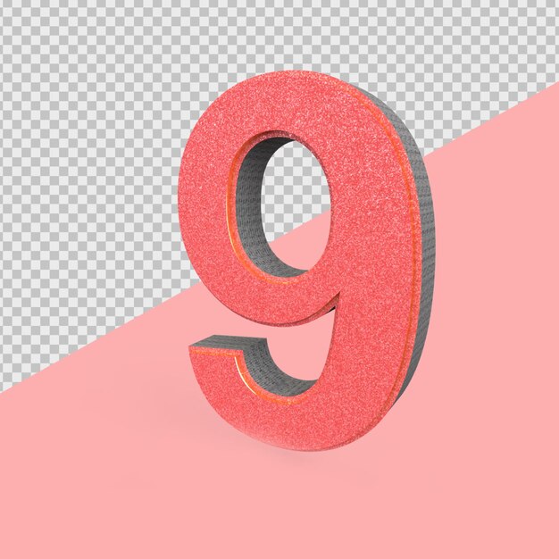 Numéro De Rendu 3d Rouge 9