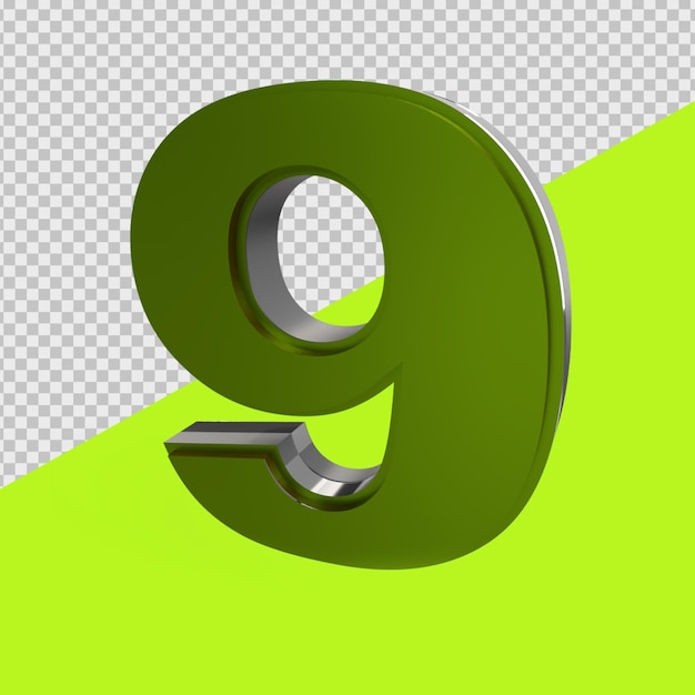 NUMÉRO DE RENDU 3D VERT 9