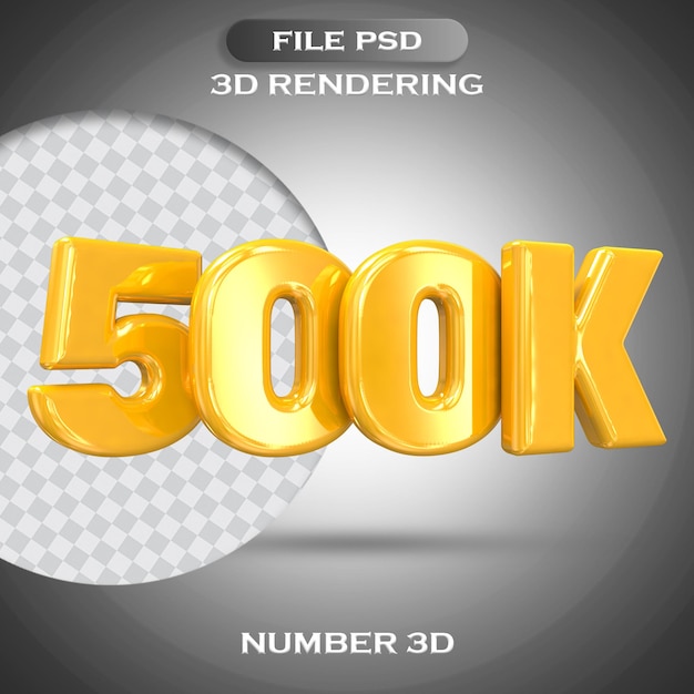 Número de representación 3d de oro de 500 K