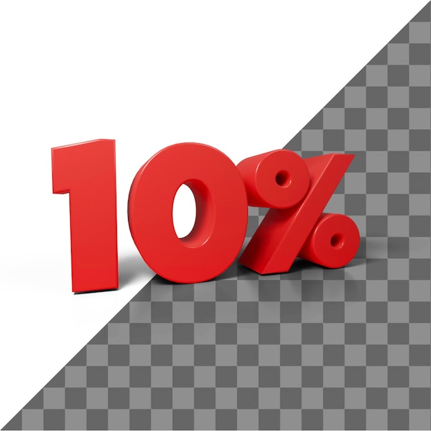 Un número rojo 10 por ciento 3D PNG