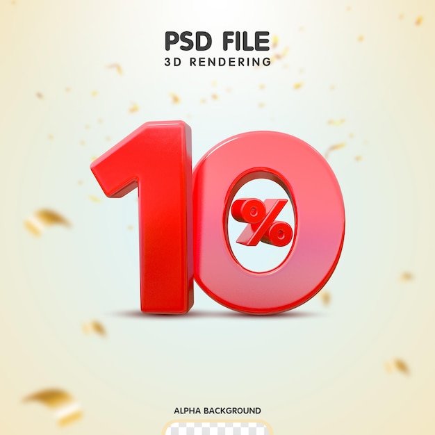 PSD un número rojo 10 que está en 3d