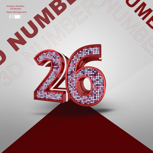 El número rojo 3D 26
