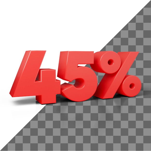 Un número rojo 45 por ciento 3D PNG
