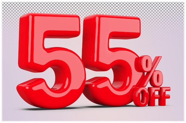 Número rojo 55% de descuento en la venta Renderizado en 3D