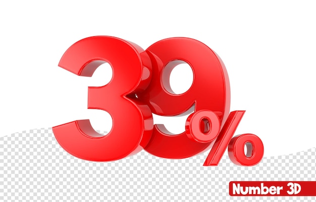 39 número rojo render 3d