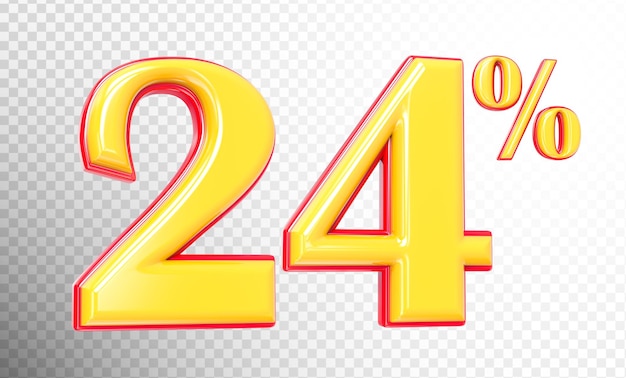 Número rojo con renderizado en 3D amarillo