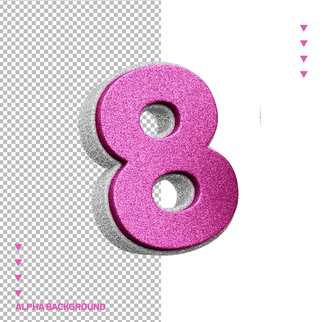un número rosa 6 está en un fondo rosa