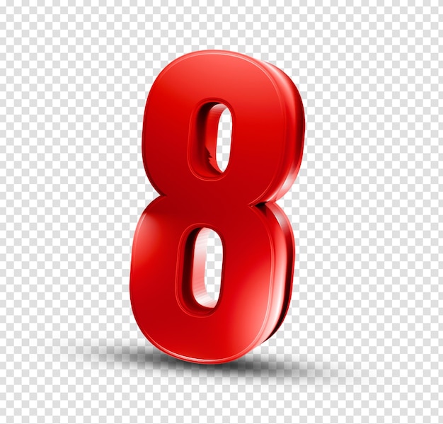 Numero rosso 3D otto