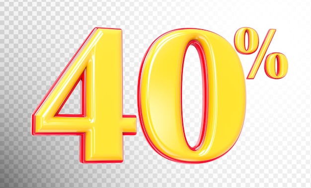 Numero rosso con rendering 3D giallo