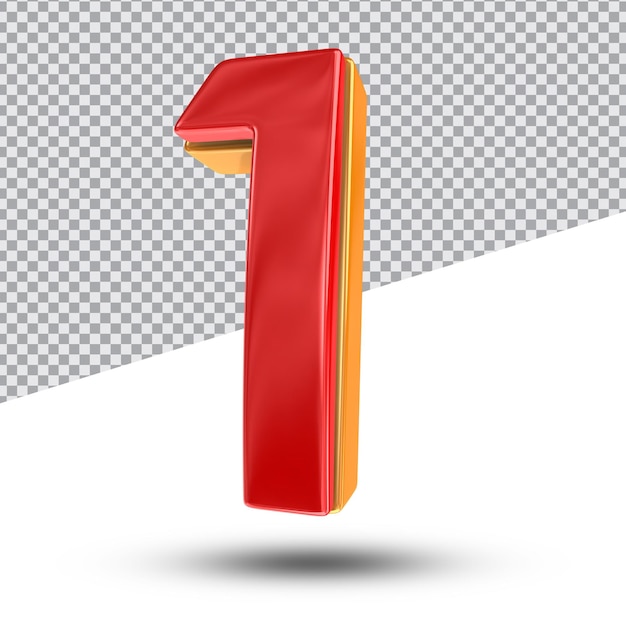 Numero rosso stile 3d rendering