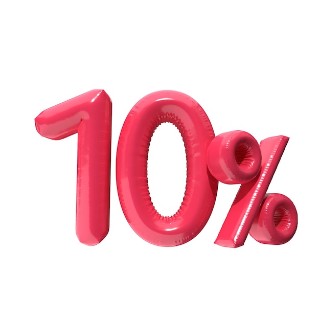 Un numéro rouge 10 % ballon signe dans un fond blanc