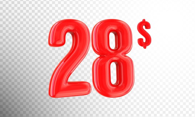Numéro rouge rendu 3D