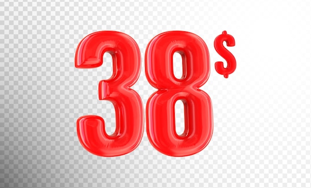 Numéro rouge rendu 3D