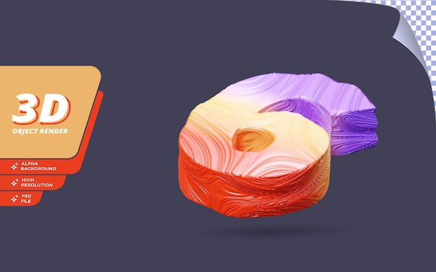 Número seis, número 6 en 3d render aislado con ilustración de diseño de textura degradado abstracto