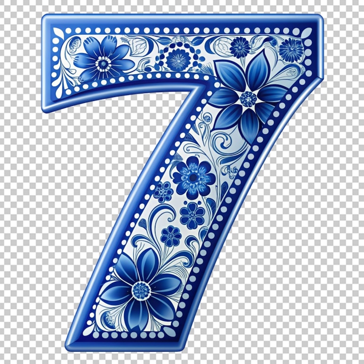 PSD numero sette in stile russo gzhel